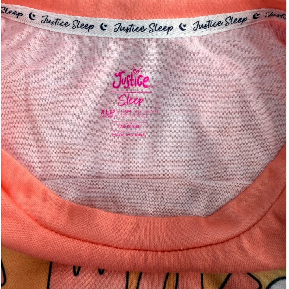 Justice Sleep Top Girls Tween XLP 16P/18P Coral Dog Graphic Pajama Shirt Lounge